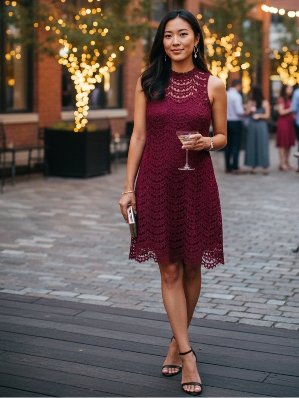 Romwe Burgundy lace dress size small